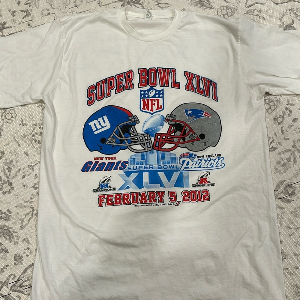 VINTAGE 2012 Super Bowl XLVI  Tshirt - NY Giants vs New England Patriots